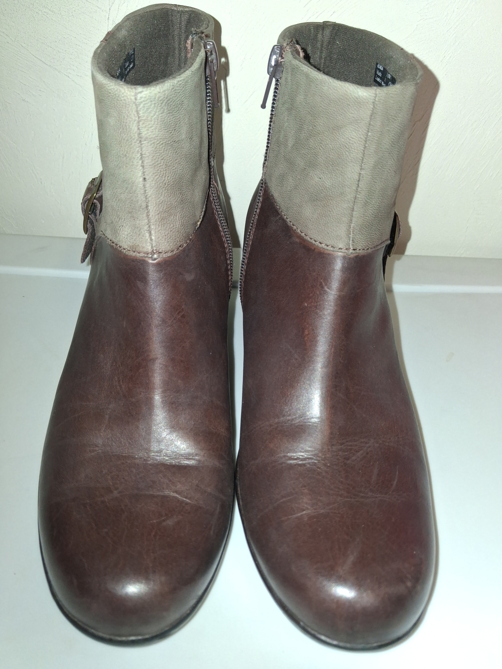 Clarks Brown Leather Ankle Boots with Taupe Shaft